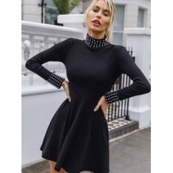 Pearl Detail A Line Dress