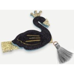 Girls Swan & Tassel Decorated Glitter Hair Clip 1pc
