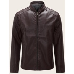 Men Stand Collar PU Jacket