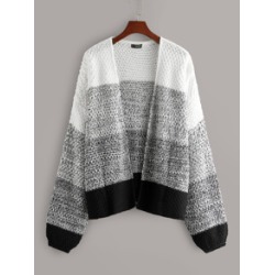 Colorblock Open Front Cardigan