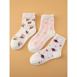 3pairs Planet Pattern Socks