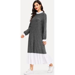 Ruffle Trim Glitter Hijab Dress