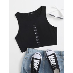 Planet Print Crop Tank Top