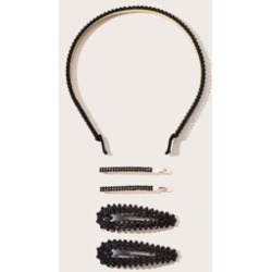 5pcs Rhinestone Engraved Hair Hoop & Hair Clip