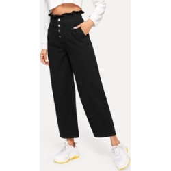 Frill Waist Button Up Jeans