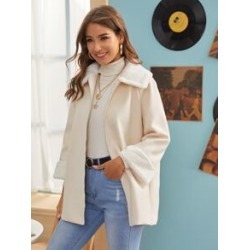 Zip Up Contrast Faux Fur Pocket Side Coat
