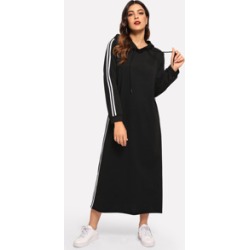 Striped Hooded Hijab Dress