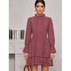 Ditsy Floral Frill Neck Dress