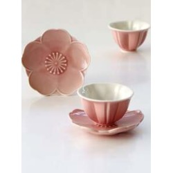 2pcs Cherry Blossoms Shaped Ceramic Cup With Saucer
