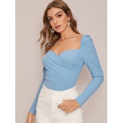 Zip Back Sweetheart Neck Slim Top