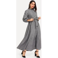 Frill Trim Button Front Hijab Dress