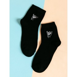 Men Gesture Embroidery Socks