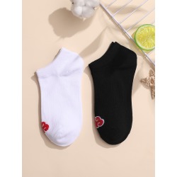 2pairs Cloud Print Ankle Socks