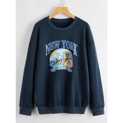 Plus American Flag And Letter Graphic Sweatshirt