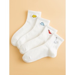 4pairs Men Animal Embroidery Socks