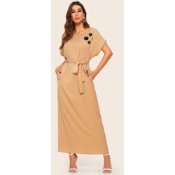 3D Applique Self Belted Hijab Dress