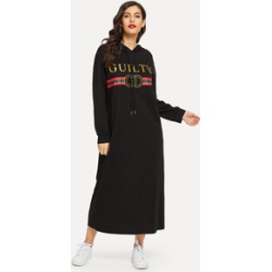Mixed Print Hooded Hijab Dress