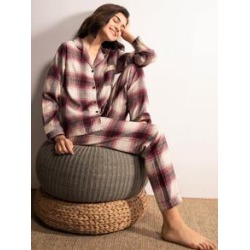 Plaid Button-up Pajama Set