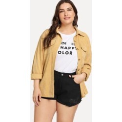 Plus Pocket Decoration Solid Jacket