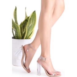 Clear Ankle Strap Peep Toe Heeled Sandals