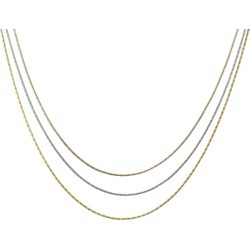 Triple Strand Three Tone Necklace in .925 Sterling Silver