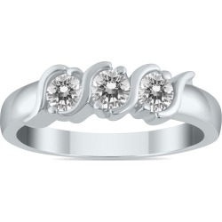 1/2 Carat TW 3 Stone S Groove Diamond Band in 10K White Gold found on Bargain Bro from szul.com for USD $326.04