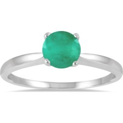 1/2 Carat Emerald Solitaire Ring in .925 Sterling Silver