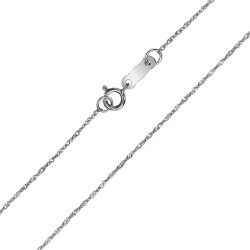 10K White Gold 0.8mm Singapore Chain with Spring Ring Clasp - 16 Inch