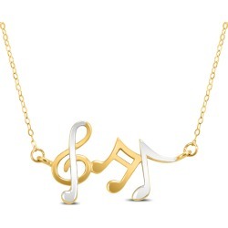 14K Yellow Gold Musical Notes Pendant