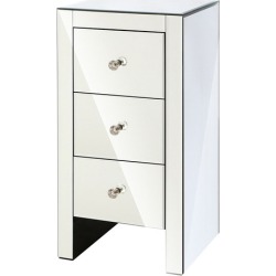 Silver Fox Mirrored Bedside Table