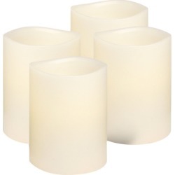 Set of 4 Everyday Neutrals LED Wax Pillars with Timer Colour: Classic Ivory, Size: Small