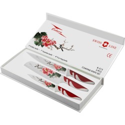 B-313 Swiss Line Octavo 3 Piece Coating Knife Set - Cherry Blossom