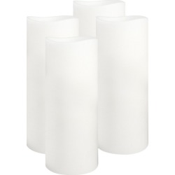 Set of 4 Everyday Neutrals LED Wax Pillars with Timer Size: Tall, Colour: Nordic White