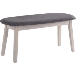 White Wash Snow Rubber Wood Dining Bench