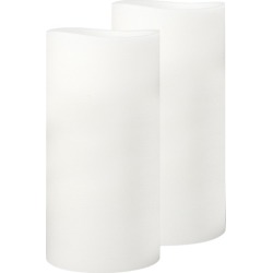 Set of 2 Duo Everyday Neutrals LED Wax Pillars with Timer Size: Tall, Colour: Nordic White