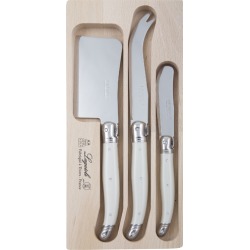 3 Piece White Laguiole Debutant Cheese Knife Set