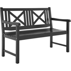 Black Santa Cruz 2 Seater Acacia Wood Outdoor Bench
