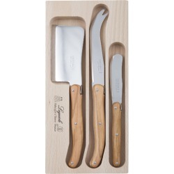 3 Piece Laguiole Debutant Olive Wood Cheese Knife Set