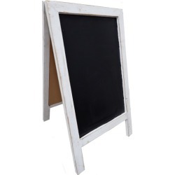 Set of 2 Distressed White Framed Blackboard with Stand