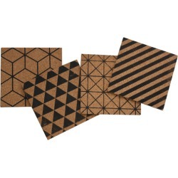4 Piece Geometric Cork Coaster Set