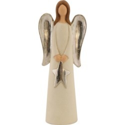 Set of 2 Large Standing Angels with Silver Stars
