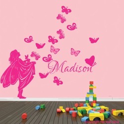 Personalised Name with Fairy and Butterflies Wall Sticker Colour: Lilac