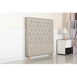 Sean Bed Head Colour: Beige, Bed Size: Double