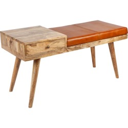 Castor Wood & Leather Bench