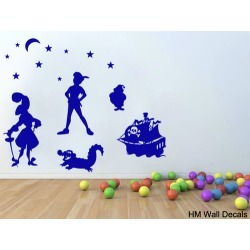 Inspired Peter Pan Kids DIY Removable Wall Art Decal Colour: Dark Blue