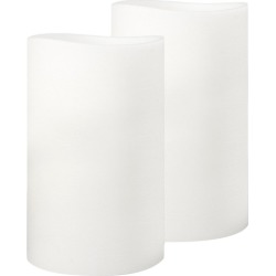 Set of 2 Duo Everyday Neutrals LED Wax Pillars with Timer Size: Medium, Colour: Nordic White