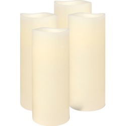 Set of 4 Everyday Neutrals LED Wax Pillars with Timer Colour: Classic Ivory, Size: Tall
