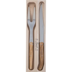 2 Piece Laguiole Debutant Olive Wood Carving Set