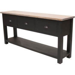 3 Drawer Wooden Console Finish: Black with Oak Top
