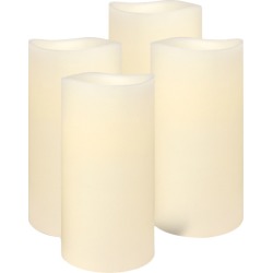 Set of 4 Everyday Neutrals LED Wax Pillars with Timer Colour: Classic Ivory, Size: Medium